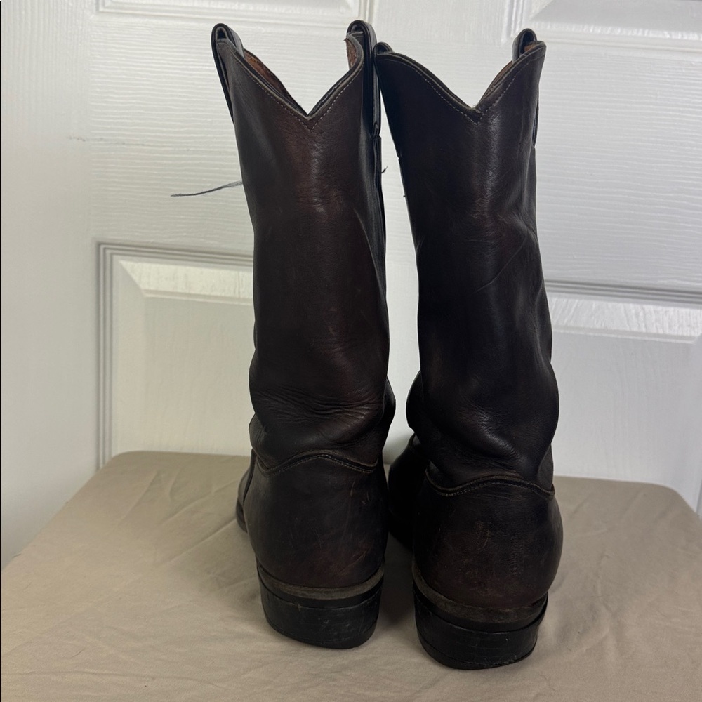 Justin men’s leather cowboy boots size 10 deep brown colour Soft - Picture 5 of 12
